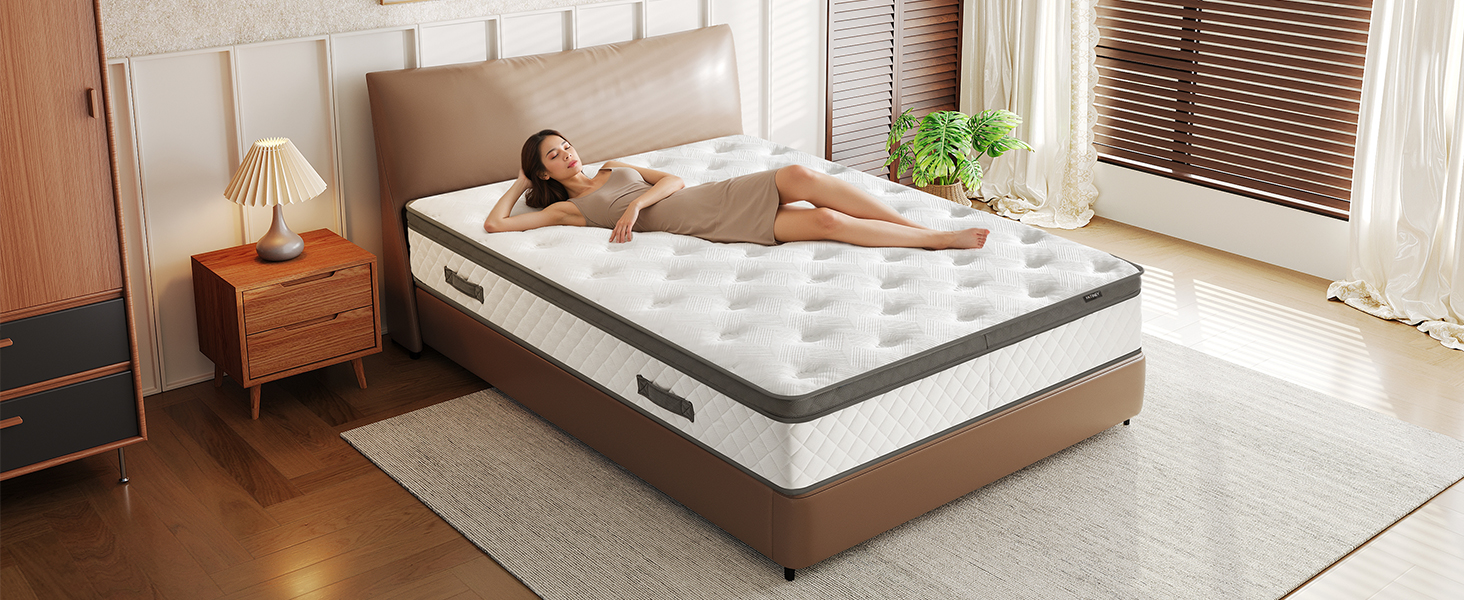 King Mattress, 10-Inch Hybrid Mattress in a Box with Gel Memory Foam, Individually Pocket Spring Mattress with Built-in Handles, Medium Firm, Plush Yet Supportive, CertiPUR-US Certified