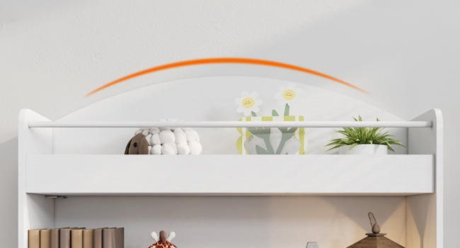 White Children's Bookshelf and Toy Storage Organizer, Equipped with Movable Drawer and Crossbar, Multi-Functional Bookcase for Display, Suitable for Playroom or Nursery