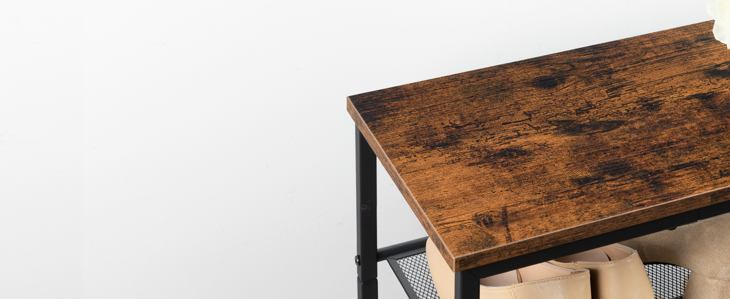 12-Scarpiera a livelli, Organizzatore per riporre scarpe di grande capacità, Ospita 35-45 Paia di scarpe, Cornice metallica, Stile industriale, Adatto per ingresso, Guardaroba, Corridoio, Soggiorno, Marrone rustico & Nero