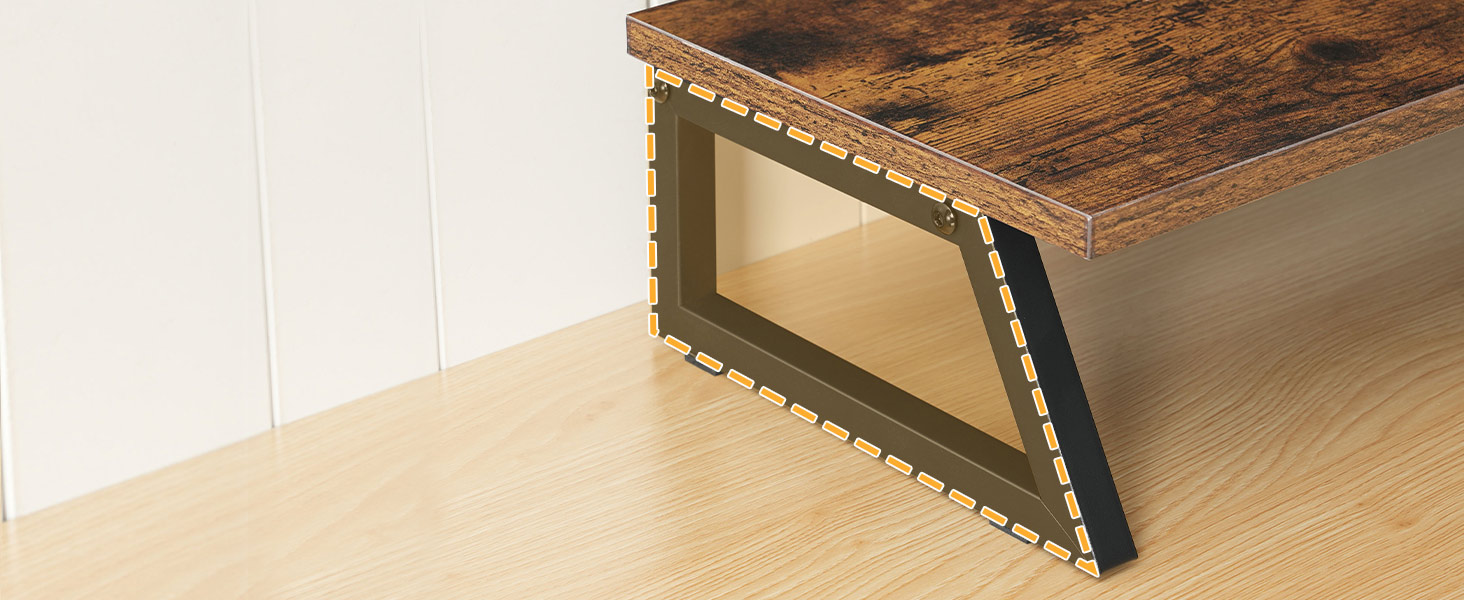 Dual Monitor Stand Riser, 39-Inch Large-Surface Monitor Elevation Shelf for 2 Monitors, Multi-Functional Desk Organizer for Office Workspace & Accessories, Rustic Brown & Black