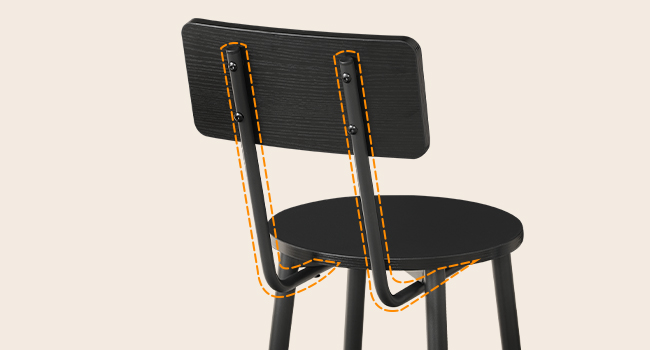 Bar Stools (Set of 2), Round Backrest Bar Chairs, 64.0cm Counter Height Stools for Kitchen Island, Dining Room, Sturdy Construction, Easy Assembly, Black