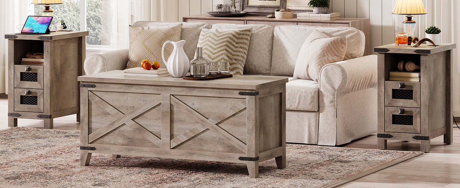 Скамья для хранения фермы, Деревянный сундук для хранения, 39.3" Сундук для игрушек в стиле ретро с фасадом в стиле сарая, Органайзер для ящиков для игрушек с металлическими акцентами и подъемной крышкой, для гостиной, Грейдж