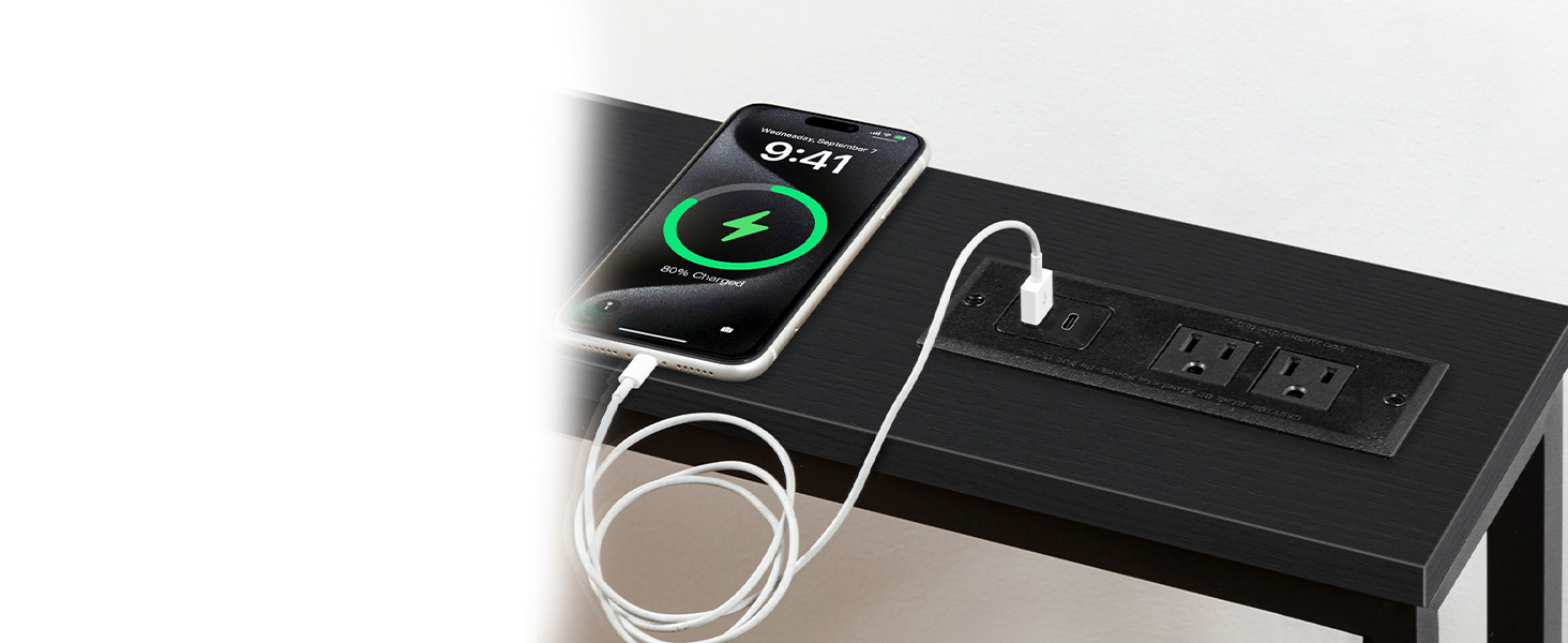 Slim Console Table with Power Outlets, Narrow Behind-Couch Table Integrated with Charging Station, Long Thin Sofa Side Table for Entryway and Living Room, Black Finish