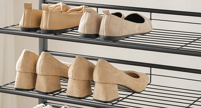 Tall Shoe Rack, Large-Capacity Shoe Storage Organizer, 12-Tier Shoe Rack for 44-55 Pairs of Shoes, Adjustable Metal Shelves, Shoe Storage Unit, Grey