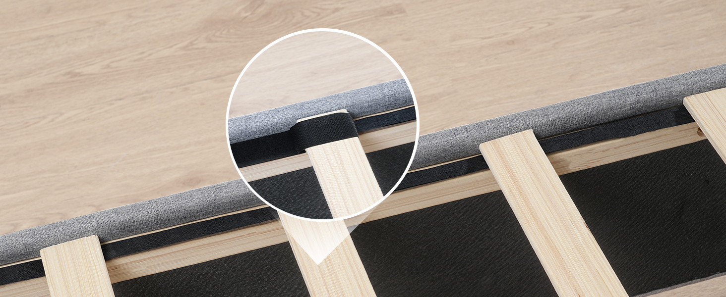 Gray Queen Size Upholstered Platform Bed Frame with Storage Headboard, RGB LED Lighting and Integrated Charging Station, Metal and Wooden Slat Construction, Не требуется коробчатая пружина