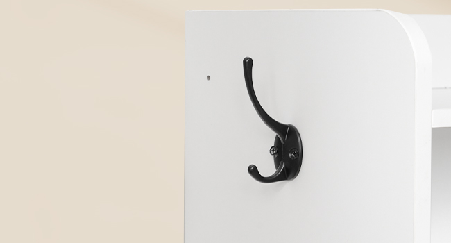 Entryway Shoe Storage Cabinet, Wooden Shoe Organizer with 2 Flip Drawers, Narrow Shoe Cabinet with Adjustable Side Compartments, White Finish