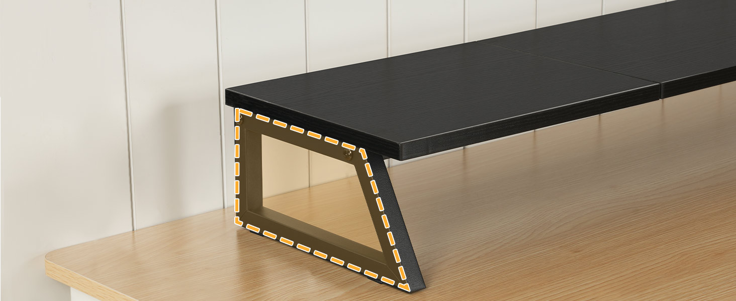 39-Inch Dual Monitor Stand Riser, Heavy-Duty Monitor Elevation Shelf for 2 Monitors (Up to 27 Inches Each), Ergonomic Desk Organizer for Office Workspace, Black