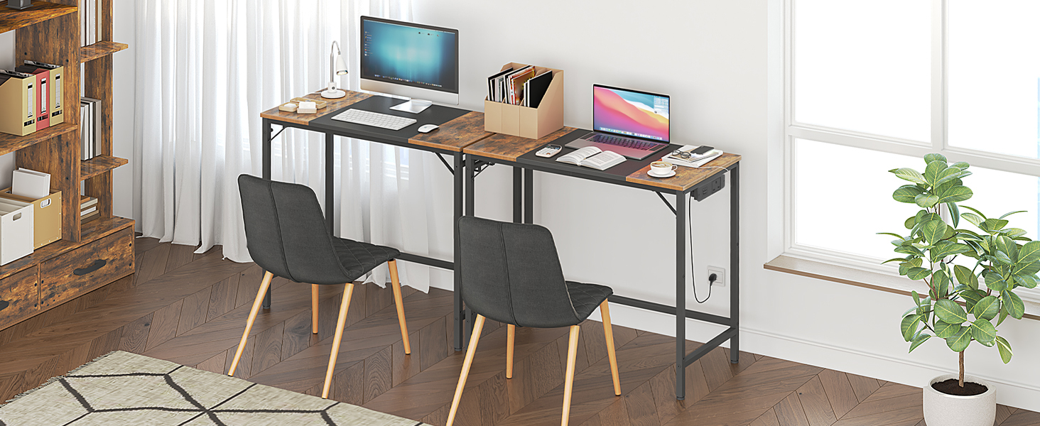 Γραφείο υπολογιστή, Γραφείο γραφείου με έξοδο ενέργειας, Γραφείο υπολογιστή με 4 Άγκιστρα, Σύγχρονη γραφή μελέτης για αίθουσα μελέτης, Υπουργείο Εσωτερικών, Βιομηχανικός Σχεδιασμός, Ρουστίκ καφέ και μαύρο