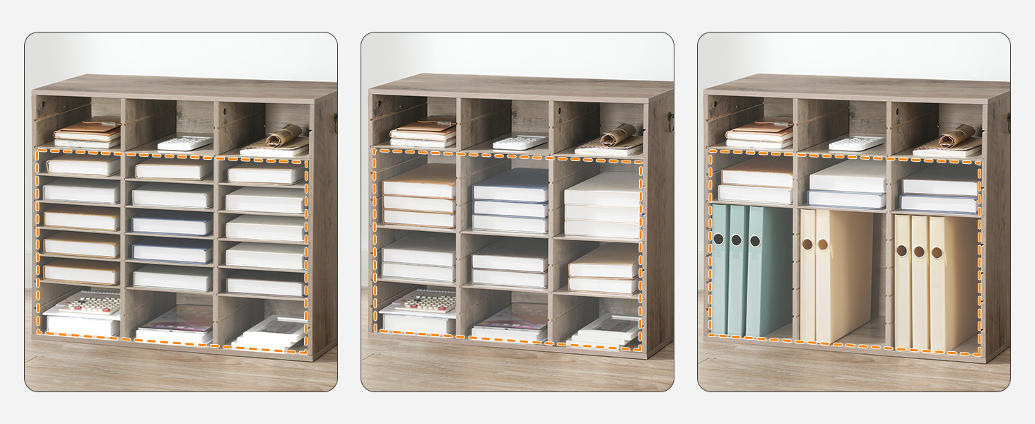 27-Přihrádkový dřevěný organizér na literaturu, Grey Countertop Mail Sorter with Adjustable Shelves, Vhodné do domácnosti, Kancelář, School and Classroom Student Mailbox