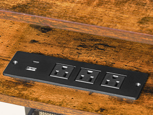 TV Stand with Integrated Power Outlet and LED Lighting, Entertainment Center Compatible with TVs Up to 75 Inches, Modern Media Console with 2 Non-Woven Drawers, Rustic Brown