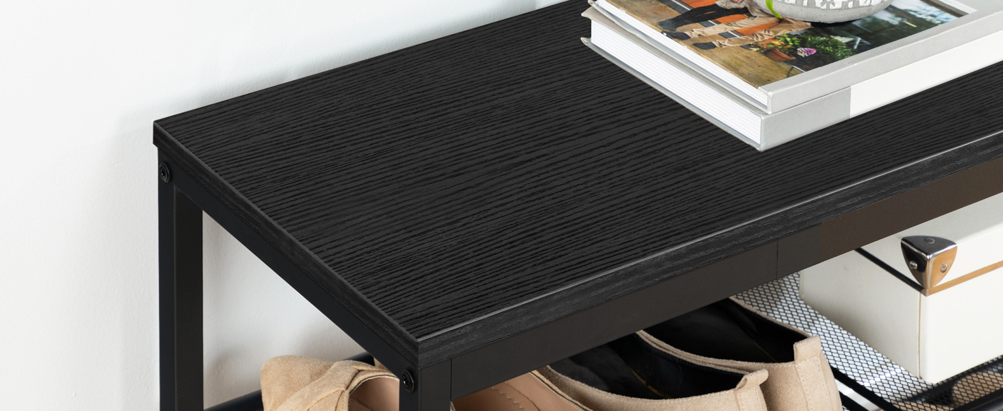 3-مقعد تخزين الأحذية الطبقة, منظم الأحذية الصناعية مع أرفف شبكية, 74.93سم مقعد الدخول, تجميع سهل, أسود, للدخول, غرفة الجلوس, المدخل