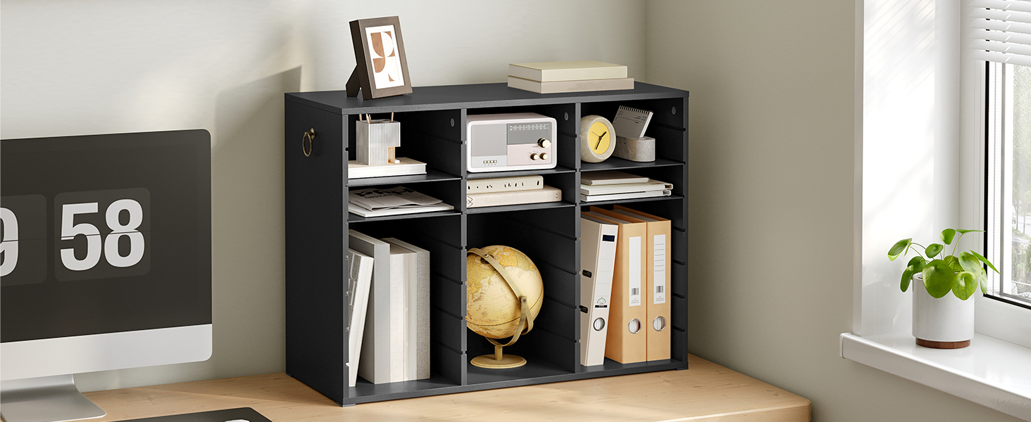 24-Přihrádkový dřevěný organizér na literaturu, Stolní třídička pošty s nastavitelnými policemi, Jednotka pro ukládání dokumentů s více scénáři pro domácnost, Kancelář a škola, Poštovní schránka studentů třídy, Černá povrchová úprava
