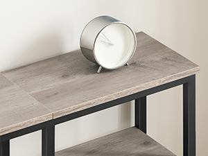 4-Tier Industrial Narrow Console Table with Metal Mesh Shelves: A Multi-Scenario Storage Furniture with Adjustable Feet, Greige and Black Finish