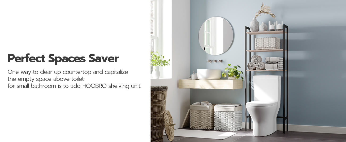 3-Tier Industrial Over-the-Toilet Storage Rack, Grey & Black Multifunctional Bathroom Organizer, Space-Saving Shelving Unit for Bathroom, Easy Assembly