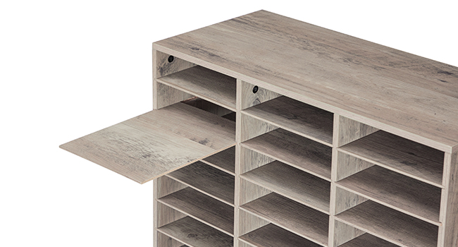 27-Přihrádkový dřevěný organizér na literaturu, Grey Countertop Mail Sorter with Adjustable Shelves, Vhodné do domácnosti, Kancelář, School and Classroom Student Mailbox