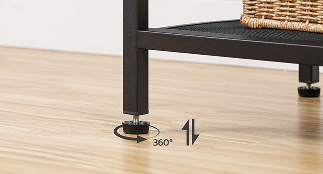 Large Bakers Rack with Power Outlets, 6-Tier Microwave Stand with 4 Hooks, Coffee Bar, Kitchen Shelf with Wire Basket, for Kitchen, Living Room, Office, Rustic Brown and Black