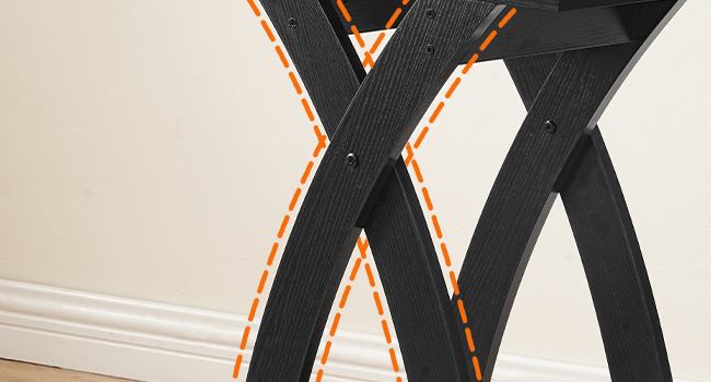 Narrow End Table with X-Shaped Support Structure, 2-Tier Slim Side Table with Storage Shelf, Space-Saving Bedside Furniture for Living Room, Bedroom and Compact Spaces, Black Finish