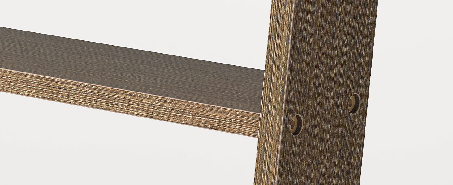 HOOBRO Blanket Ladder for Living Room and Bedroom, 5-Tier Wall Leaning Towel Rack for Bathroom, Decorative Ladder Shelf with 4 Removable Hooks, Farmhouse Blanket Storage, Mocha