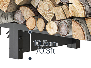 Svart 4ft ved Rack med deksel, Utendørs vedloggstativ, Justerbar loggholder med vanntett deksel, Peis tre lagring, Kraftig treholder, for innendørs og utendørs