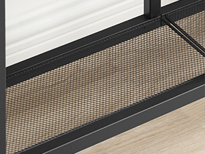 4-Tier Industrial Narrow Console Table with Metal Mesh Shelves: A Multi-Scenario Storage Furniture with Adjustable Feet, Greige and Black Finish