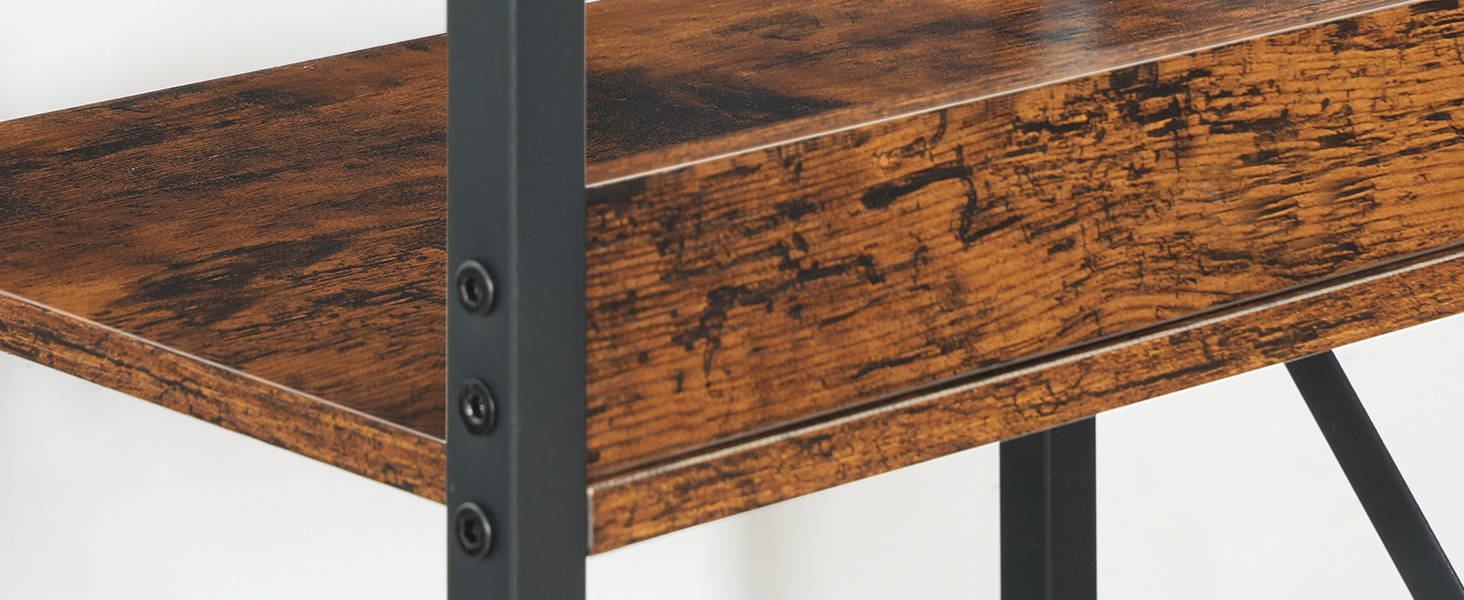 3-Tier Arched Industrial Bookshelf, Rustic Brown & Black Metal-Frame Display Rack & Storage Organizer, Suitable for Living Room, Office and Bedroom