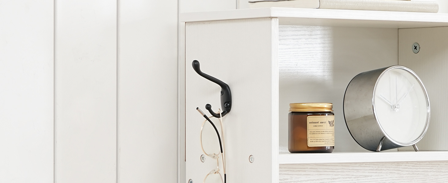 Hall Tree with Bench, Entryway Storage Combination with Coat Rack and Shoe Cabinet, Flip Drawers, Farmhouse-Style Entryway Organizer with Shoe Storage, Suitable for Mud Room, White and Walnut