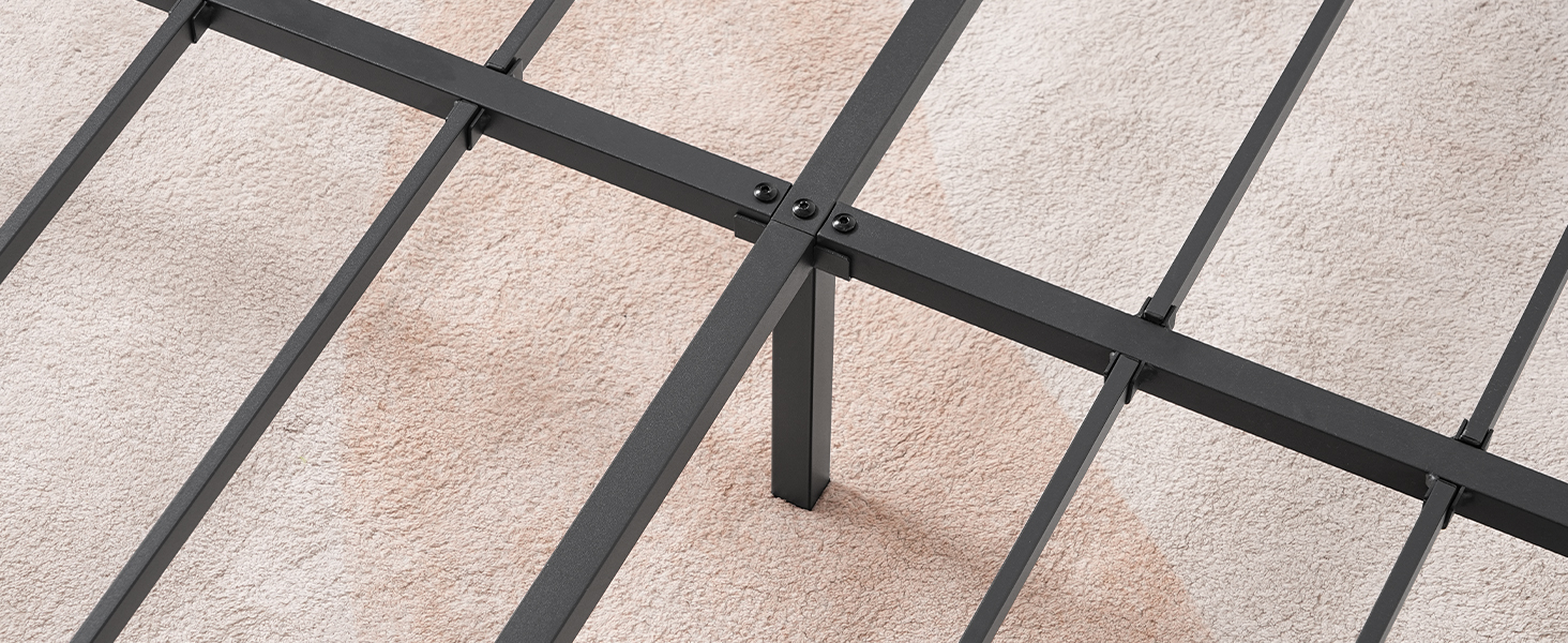 Πλωτό πλαίσιο κρεβατιού πλήρους μεγέθους, Κρεβάτι με μεταλλική πλατφόρμα βιομηχανικού στιλ με ενσωματωμένο σταθμό φόρτισης και φωτισμό LED, Σχεδιασμός Μείωσης Θορύβου, Δεν απαιτείται ελατήριο κουτιού, Μαύρο φινίρισμα