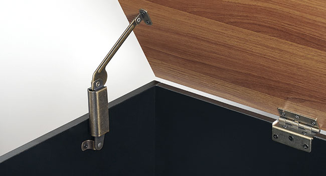 Banc de rangement HOOBRO, 39.4" Coffre de rangement en bois rétro avec traction de découpe en forme de U, Charnière de sécurité, Les soutiens 220 lb et assemblage facile pour organisateur de coffre à jouets (Noir et noix)