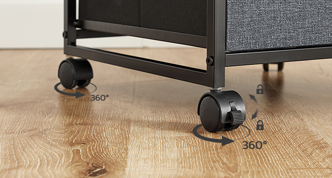 3-Zásuvková mobilní kartotéka, Rolovací stojan na tiskárnu, Vertikální kartotéka, Kancelářský kabinet, Registrační skříň pro domácí kancelář, A4/velikost dopisu, Zásuvka na netkané textilie, Šedá a rustikální hnědá