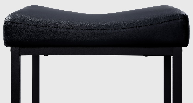 HOOBRO Bar Stools Set of 2, Breakfast Stools Height 63 cm with Footrests, PU Leather Kitchen Chairs, Counter Bar Chairs with Saddle Seat for Dining Room, Home Bar, Black