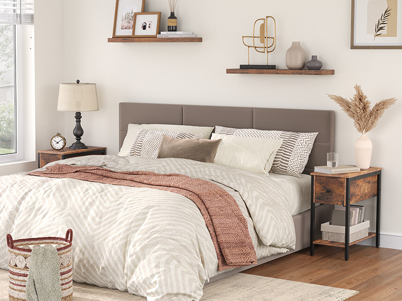 tavolino, Fcip tavolo superiore con scaffale di stoccaggio, Stretto comodino per piccoli spazi in soggiorno, camera da letto, industriale, costruzione stabile e robusta, rustico marrone e nero