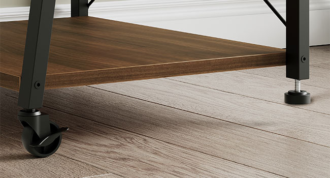 Rolling TV Stand with Mount and Power Outlet, Compatible with Up to 55-Inch TVs, Black and Walnut Corner Entertainment Center with 3-Tier Storage Shelves, Suitable for Living Room and Bedroom