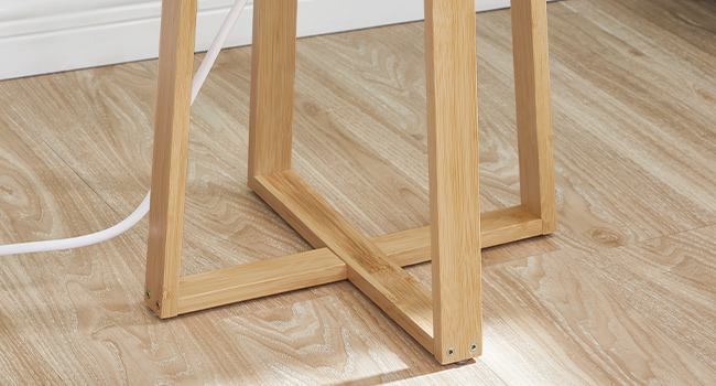 Sraith de 2 Táblaí ar thaobh na mbabhta le stáisiún muirir, Tábla deiridh blas cruinn le cosa bambú don seomra suí, Seomra leapa, Bán agus nádúrtha