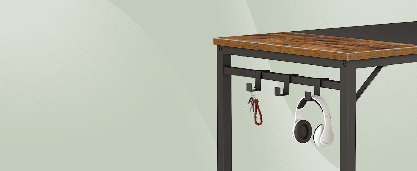 Γραφείο υπολογιστή, Γραφείο γραφείου με έξοδο ενέργειας, Γραφείο υπολογιστή με 4 Άγκιστρα, Σύγχρονη γραφή μελέτης για αίθουσα μελέτης, Υπουργείο Εσωτερικών, Βιομηχανικός Σχεδιασμός, Ρουστίκ καφέ και μαύρο