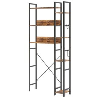 رف تخزين فوق المرحاض مع حامل ورق المرحاض, منظم حمام كبير الحجم للتخزين فوق المرحاض مزود بخطافات, رف المرحاض الموفر للمساحة, للحمام, غرفة الاستراحة,