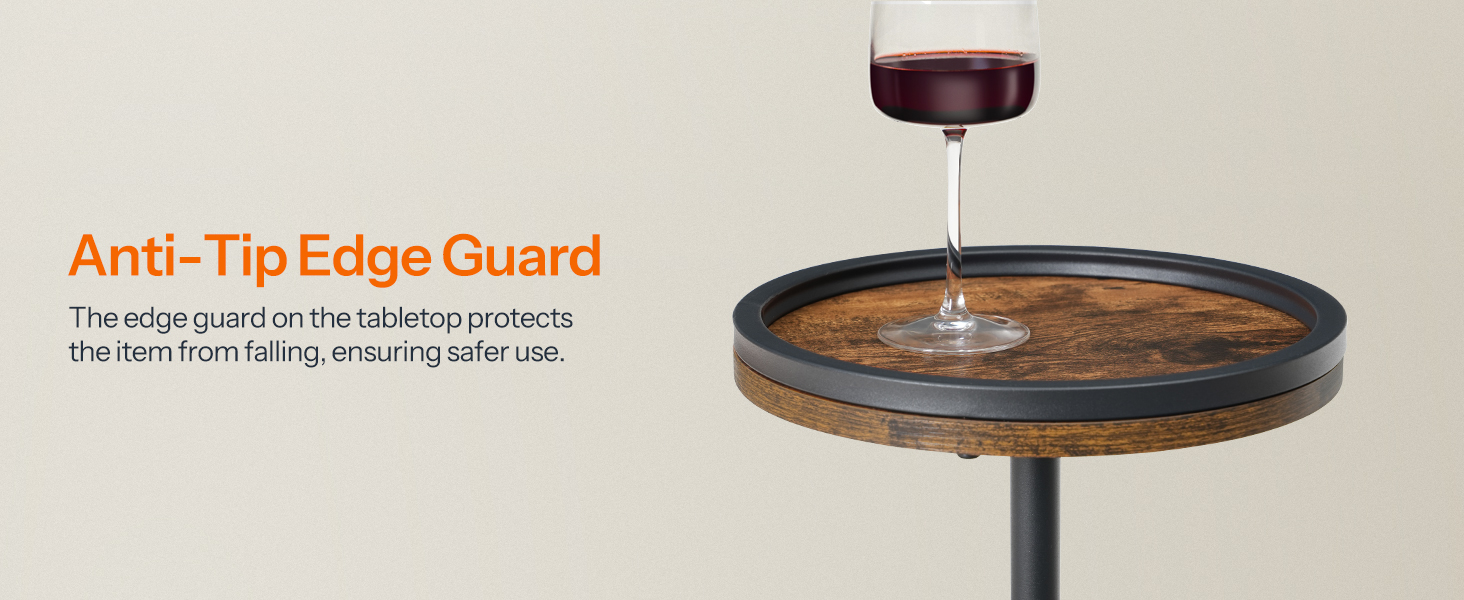 Rustykalny brązowy okrągły stolik boczny, Wielofunkcyjny stolik do napojów do małych przestrzeni, Nadaje się do salonu, Sypialnia i strona sofy