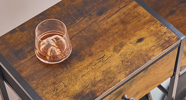 HOOBRO Record Player Stand with Vinyl Storage, Turntable Stand with Record Storage and Display Shelf, Media Cabinet with Drawer for Living Room, Bedroom,Rustic Brown