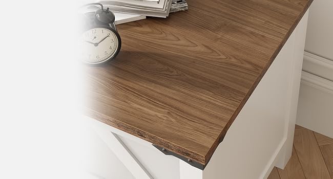 HOOBRO 47.2" Coffre à jouets, Banc de rangement avec charnières de sécurité, Rangement du coffre à jouets, Coffre de rangement en bois pour chambre à coucher, Salon, Blanc et Noyer