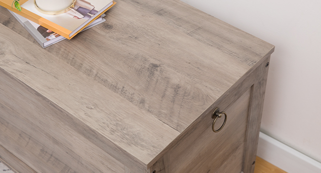 скриня для зберігання, Організатор ретро іграшок із безпечним шарніром, Підтримки лавки для зберігання входу 220 фунт, 29.9 x 15.7 x 18.9 дюймів, скриня для іграшок, дерев'яний вигляд, Легка збірка, сірий