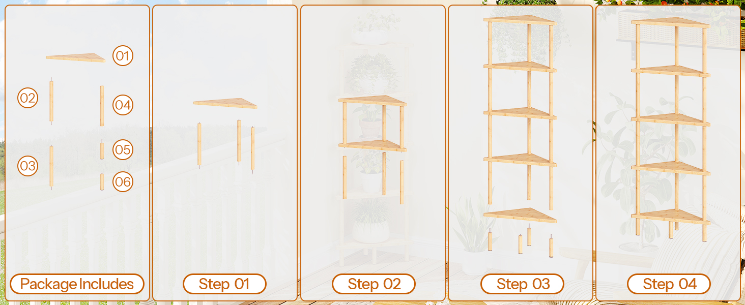 HOOBRO Corner Shelf Stand, 5-Tier Bamboo Corner Bookshelf, Plant Display Shelf, Corner Bookcase, Multipurpose Shelving Unit for Small Space, Living Room, Easy Assembly, Natural