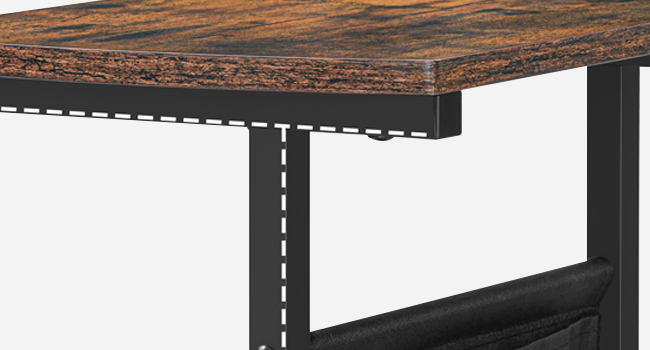 C-Shaped End Table, Small Sofa Side Table with Storage Bag, Sturdy Metal and Engineered Wood Frame, Suitable for Living Room, Bedroom, Hallway, Rustic Brown & Black