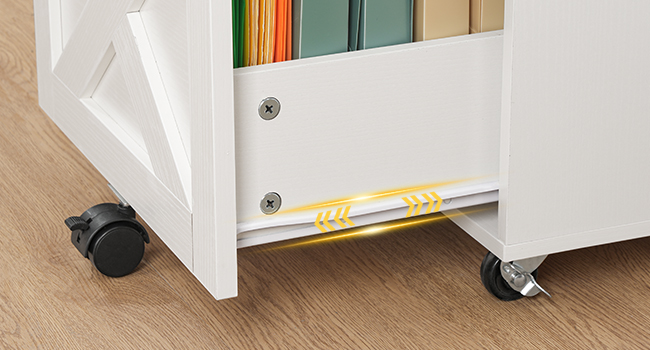 HOOBRO 3 Drawer File Cabinet with Lock, Mobile Farmhouse Filing Cabinet for A4/Letter Size, Under Desk Rolling Office Cabinet, Printer Stand with Storage for Home Office, Valkoinen ja pähkinä