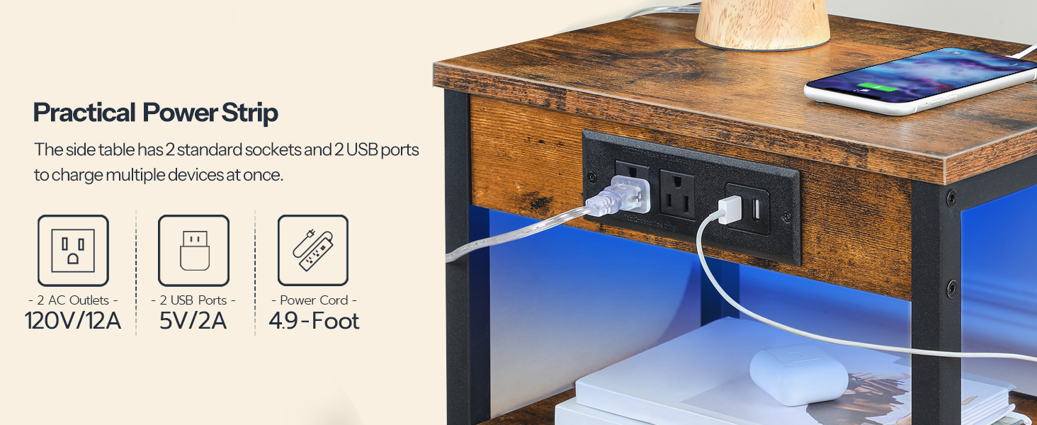 βοηθητικό τραπέζι με σταθμό φόρτισης