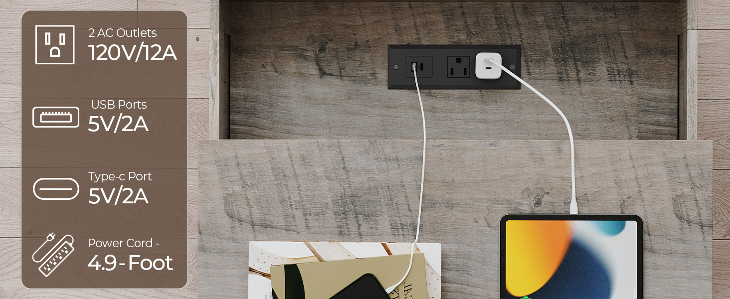 Конечный стол Farmhouse с зарядной станцией, 60cm Large End Table for Living Room, Стол с боковым набором дивана с дверью сараем, Wooden Square Nightstand Bedside Table with Flip Top, Серый