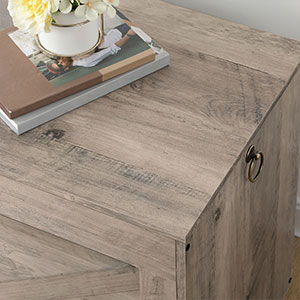 Storage Chest, Retro Toy Box Organizer with U-Shaped Cut-Out Pull, Storage Bench, Safety Hinge, Sturdy Toy Chest, Wooden, Supports 220 lb, Easy Assembly, Grey