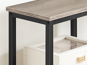 4-Tier Industrial Narrow Console Table with Metal Mesh Shelves: A Multi-Scenario Storage Furniture with Adjustable Feet, Greige and Black Finish