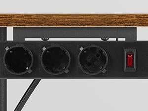 Plug-in Kitchen Shelf, Microwave Storage Unit with 5 S-Hooks, Rustic Brown & Black Multifunctional Coffee Bar Organizer for Kitchen and Living Room