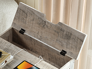 Конечный стол Farmhouse с зарядной станцией, 60cm Large End Table for Living Room, Стол с боковым набором дивана с дверью сараем, Wooden Square Nightstand Bedside Table with Flip Top, Серый