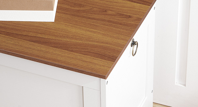 HOOBRO Spielzeugkiste, Aufbewahrungstruhe im Retro-Holz-Look mit Sicherheitsscharnier, Bankstützen für den Eingangsbereich 220 lb, 29.9 x 15.7 X 18.9 Zoll-Spielzeugtruhen-Organizer, Einfache Montage (Weiß und Walnuss)