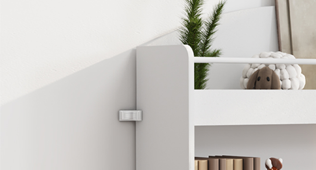 White Children's Bookshelf and Toy Storage Organizer, Equipped with Movable Drawer and Crossbar, Multi-Functional Bookcase for Display, Suitable for Playroom or Nursery